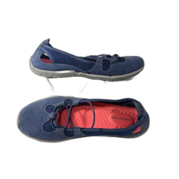 Lands End Women's Blue and Pink suede shoes slip on size 8 - Picture 2 of 8